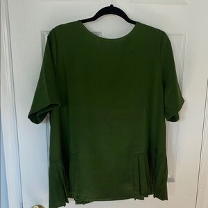 Eloquii Green Short Sleeve Blouse with Pleated Detail NWOT Size 16